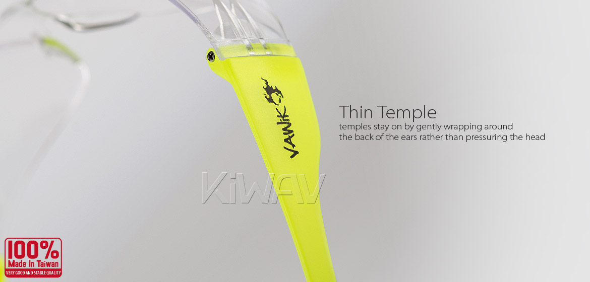 KiWAV Contemporary safety glasses VA780 neon yellow frame clear lens