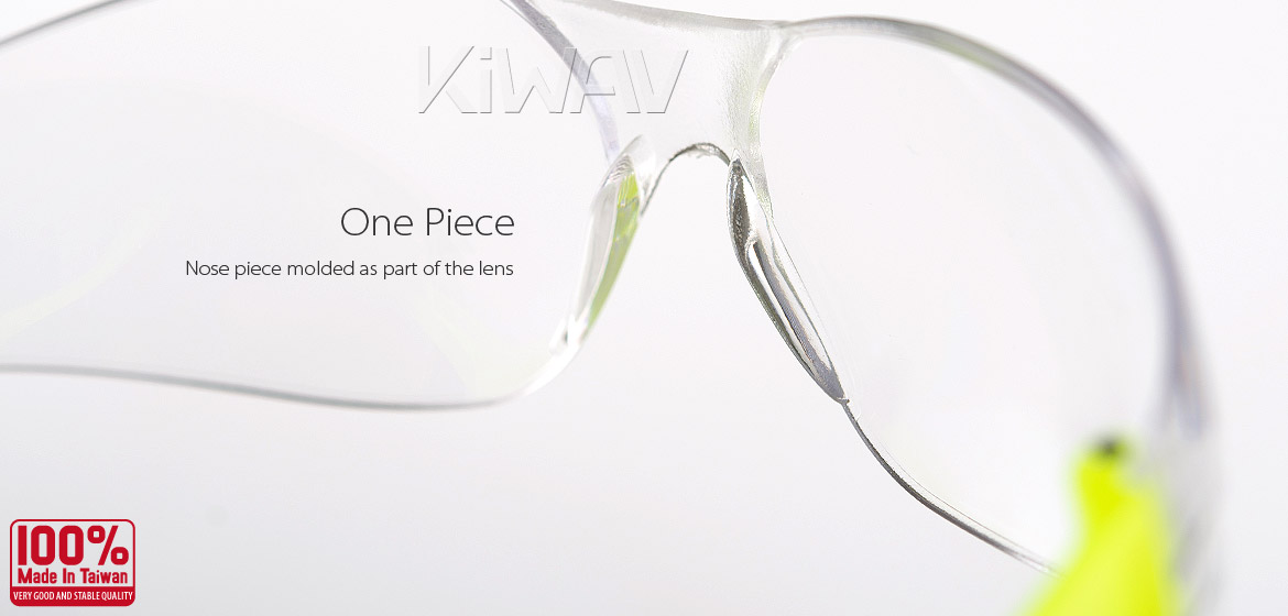KiWAV Contemporary safety glasses VA780 neon yellow frame clear lens