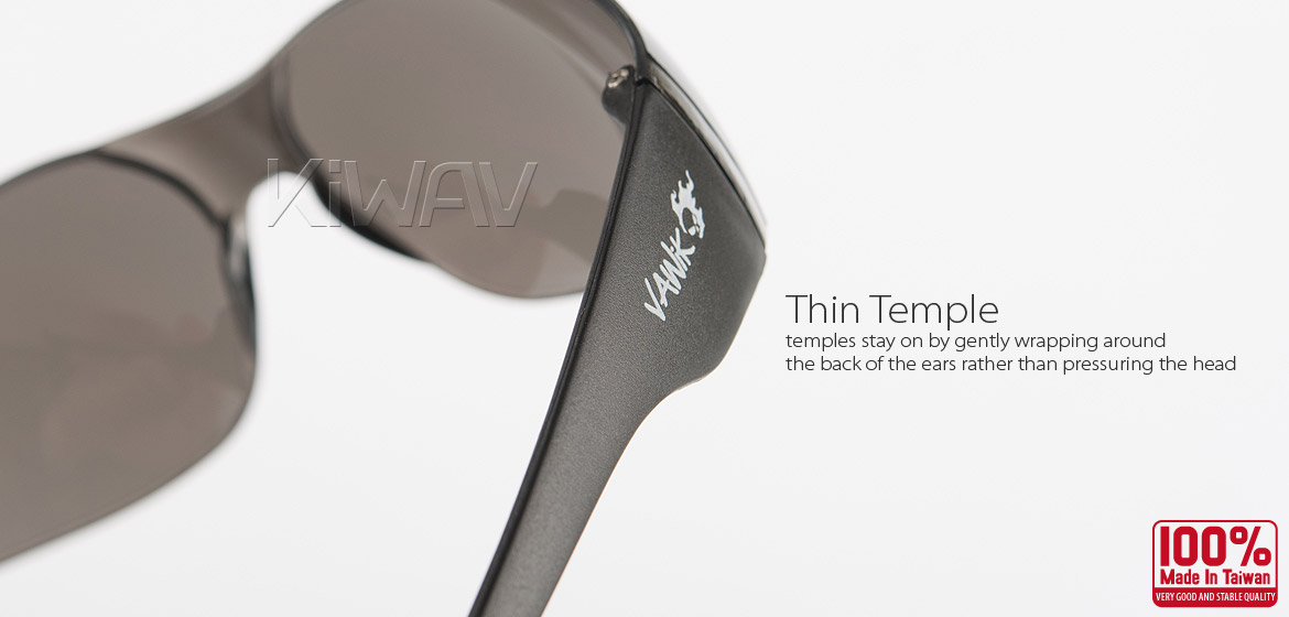 KiWAV Contemporary safety glasses VA780 black frame smoke lens