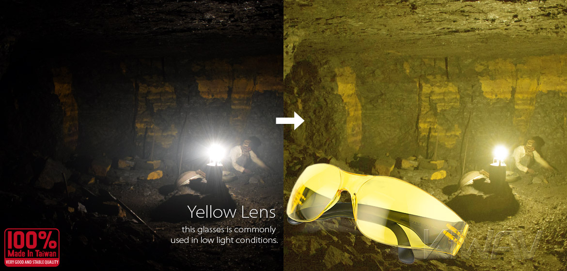 KiWAV Contemporary safety glasses VA780 black frame yellow lens