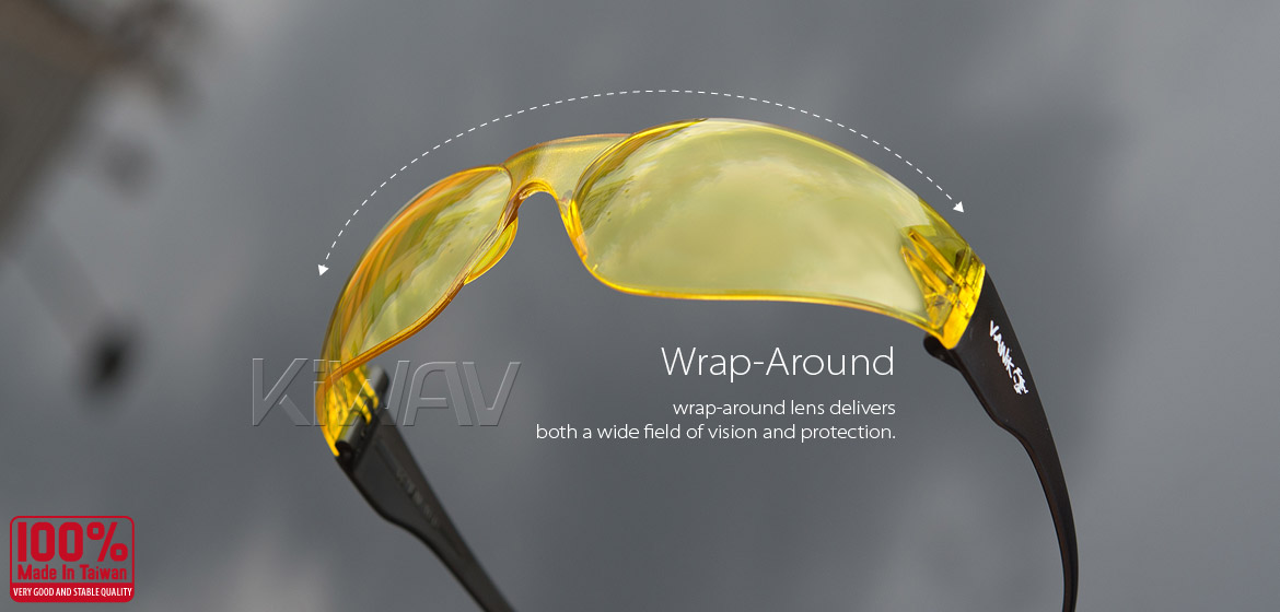 KiWAV Contemporary safety glasses VA780 black frame yellow lens