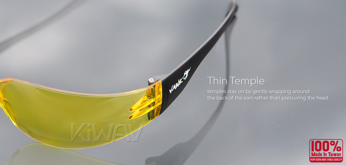 KiWAV Contemporary safety glasses VA780 black frame yellow lens
