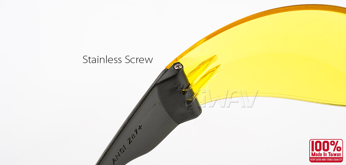 KiWAV Contemporary safety glasses VA780 black frame yellow lens