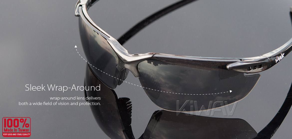 KiWAV Contemporary safety glasses VA830 black frame replaceable lens