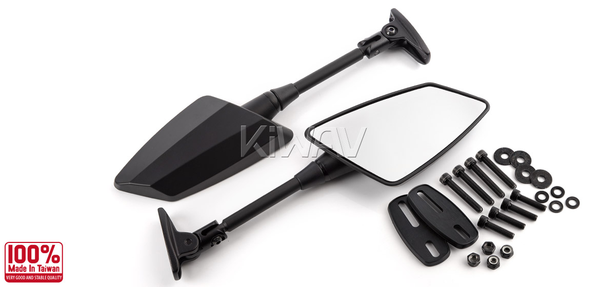 KiWAV Hawk mat black fairing mount rearview mirrors for sportsbike motorcycle Magazi