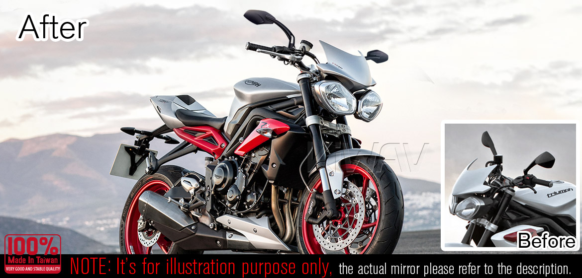 KiWAV Medusa black motorcycle mirrors fit BMW