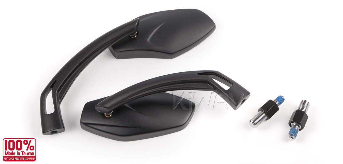 KiWAV Medusa black motorcycle mirrors fit BMW