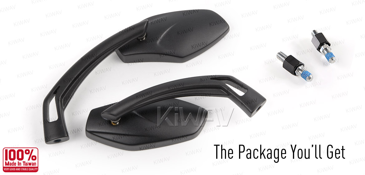 KiWAV Medusa black motorcycle mirrors fit Halrey street 750 550