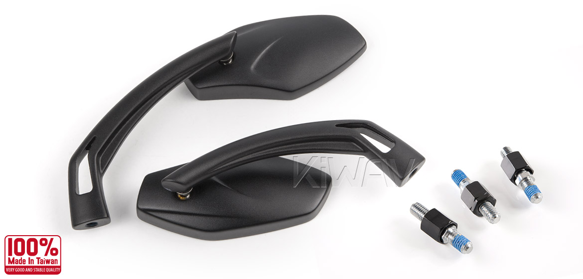 KiWAV Medusa black motorcycle mirrors fit scooter