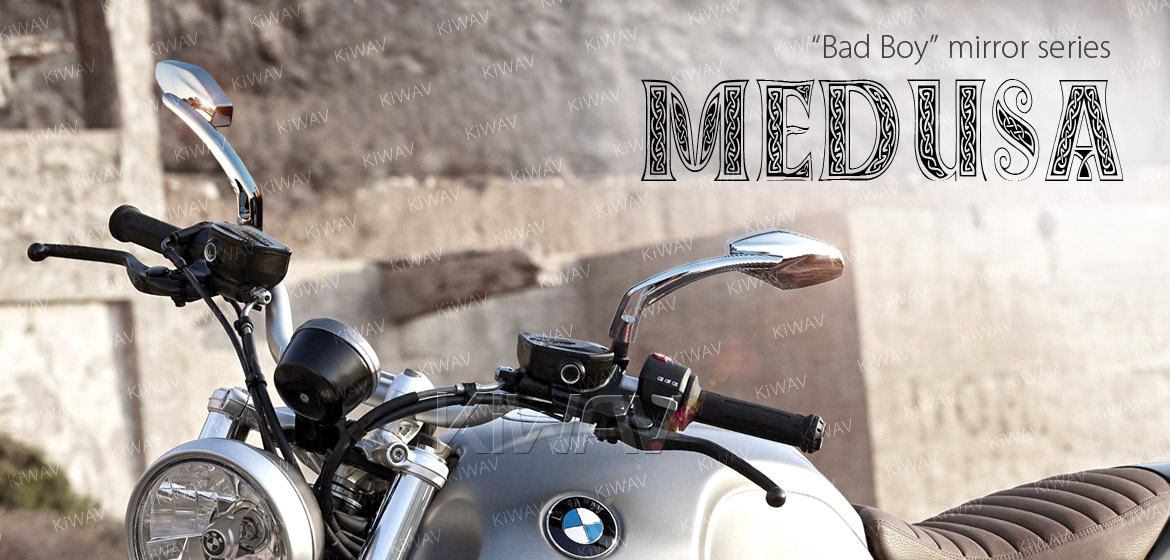 KiWAV Medusa chrome motorcycle mirrors fit BMW