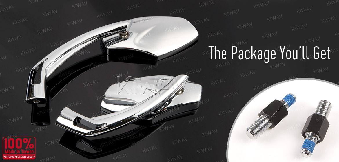 KiWAV Medusa chrome motorcycle mirrors fit BMW