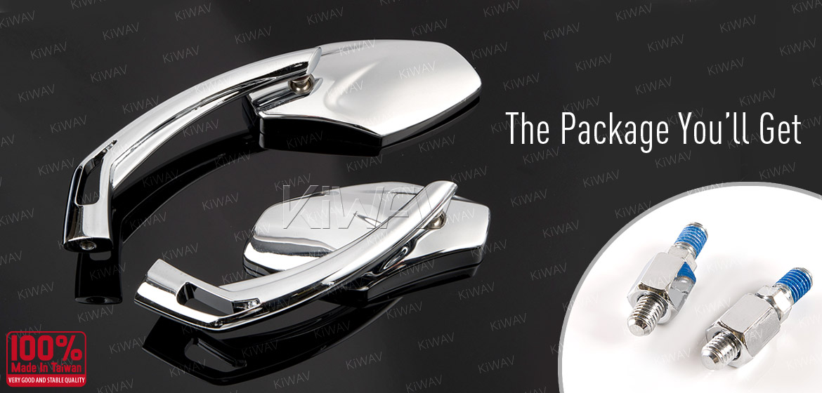 KiWAV Medusa chrome motorcycle mirrors fit Halrey street 750 550