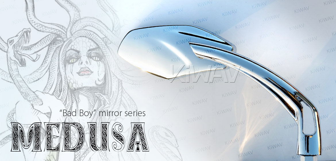 KiWAV Medusa chrome motorcycle mirrors fit scooter