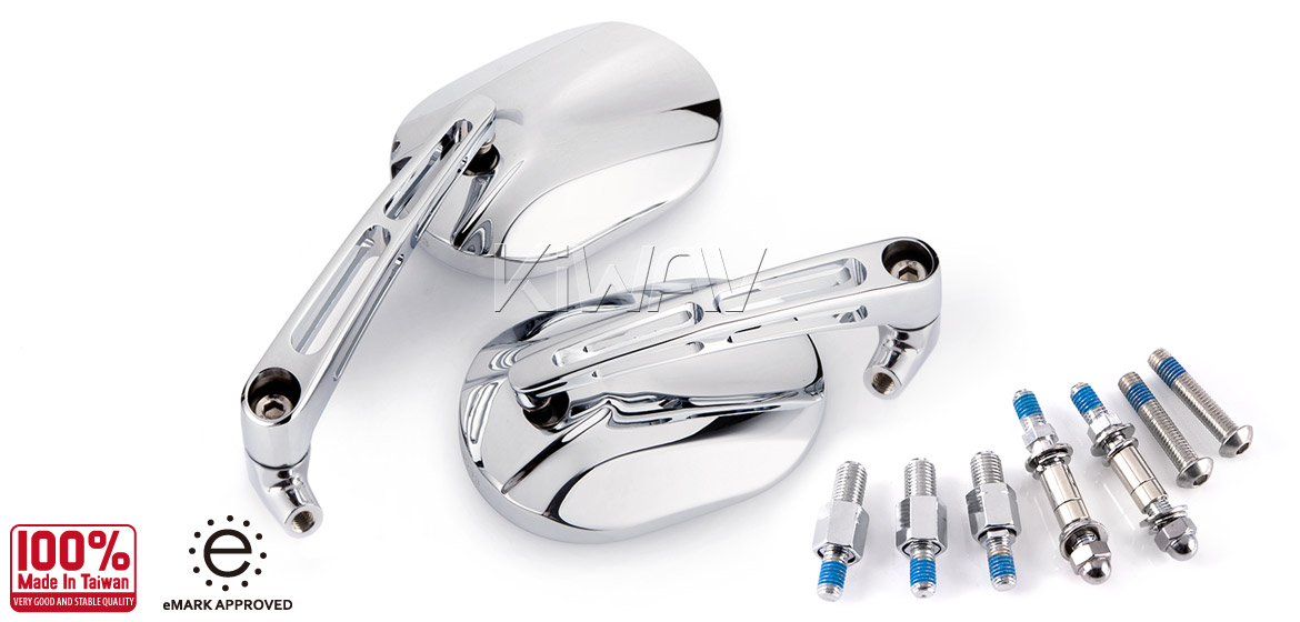 KiWAV motorcycle mirrors Stark chrome 10mm universal Magazi
