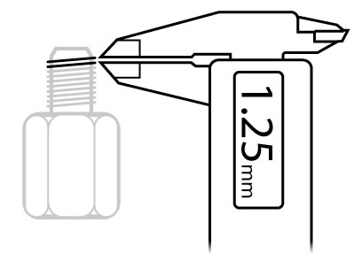 Use a vernier caliper to measure the size of a bolt thread